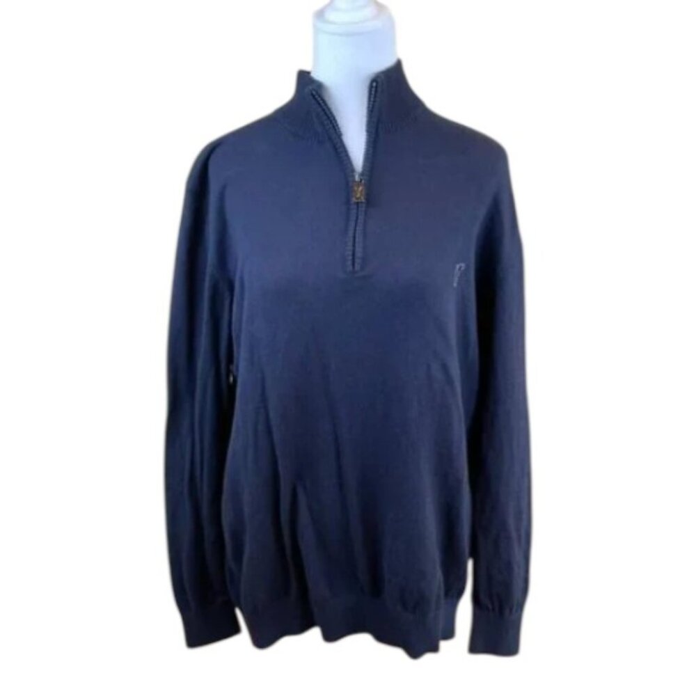 Golfino Sweater Men’s Wool Quarter Zip Navy Blue (44)